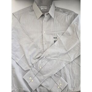 NWT Calvin Klein Steel Dress Shirt 16 34/35 Smoke Gray Herringbone MSRP $80